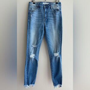 HIDDEN Women's Distressed Blue Skinny Jeans, Light-Medium Wash Denim, Size 27